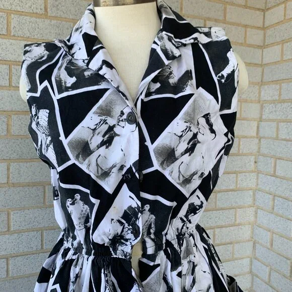 Vintage 1980’s The King Elvis Presley Photoprint Cotton Custom DRESS 1950s Style